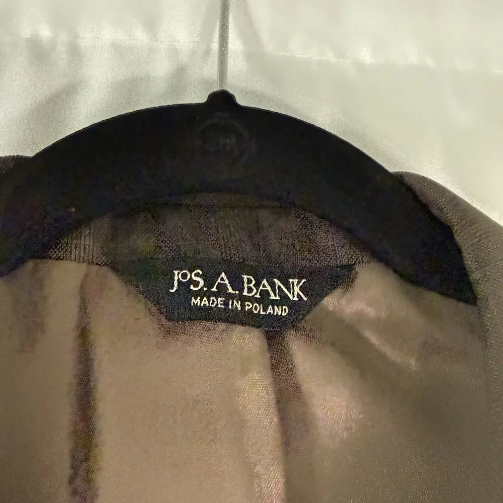 Jos A Bank Wool Cashmere Blazer Men's 41 Brown Plaid 2 Button Front Inner Pocket